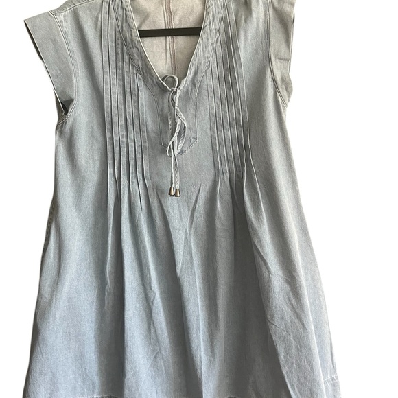 *NWT* Politi Casual Blue Denim‎ Romper Dress with pockets , Size Small - Picture 2 of 8